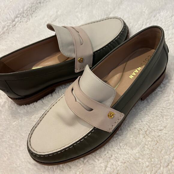 Cole Han Women’s 7 B Stassi Leather‎ Loafers Green/White Colorblock - Picture 9 of 9